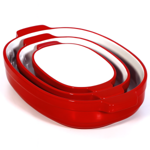 Titan Pro Ceramic Baking Dish Set (3-Piece, Red)