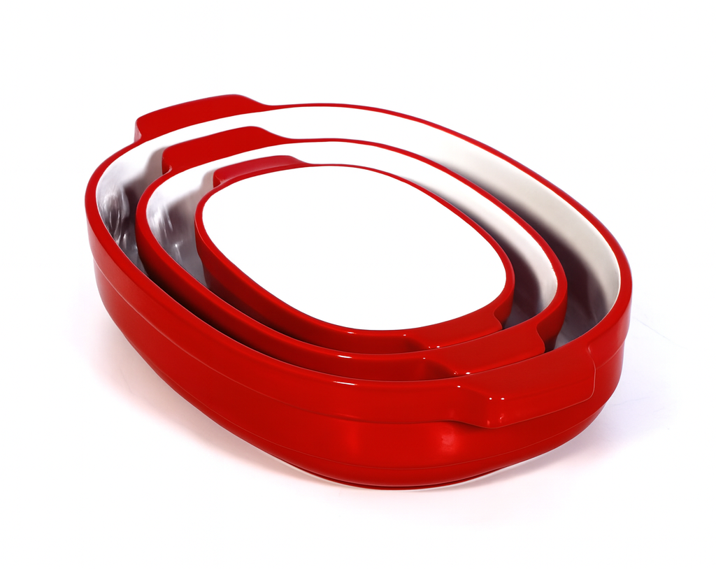 Titan Pro Ceramic Baking Dish Set (3-Piece, Red)
